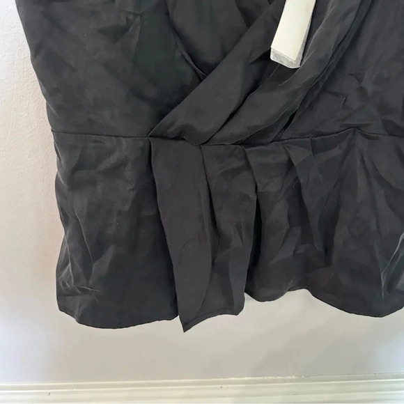L’AGENCE Women’s Black Chiara Top 100% Silk Strappy Ruffle V-Neck Size L NWT - Picture 6 of 10